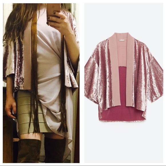 Zara Tops - Zara pink velvet kimono style top